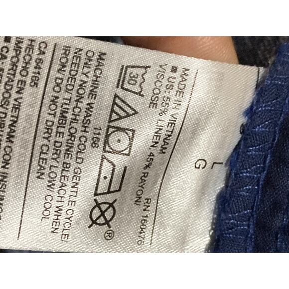 Old Navy Pants Women Size L Blue Linen Blend Pull On Drawstring Pockets - Picture 3 of 9